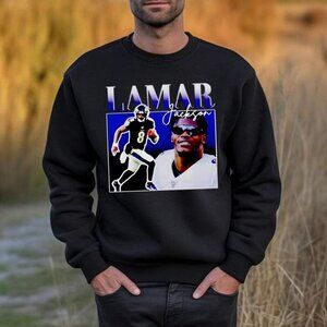 Lamar Jackson Vintage Bootleg Sweatshirt Retro NFL Crewneck 90s Ravens Fan 05